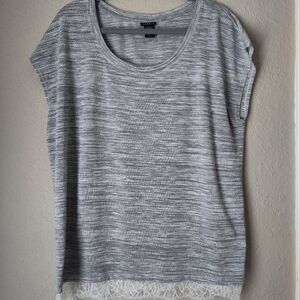 Torrid Gray Blouse Lace Detail Size 1x